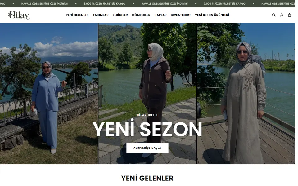 Hilay Butik sitesi ana sayfası